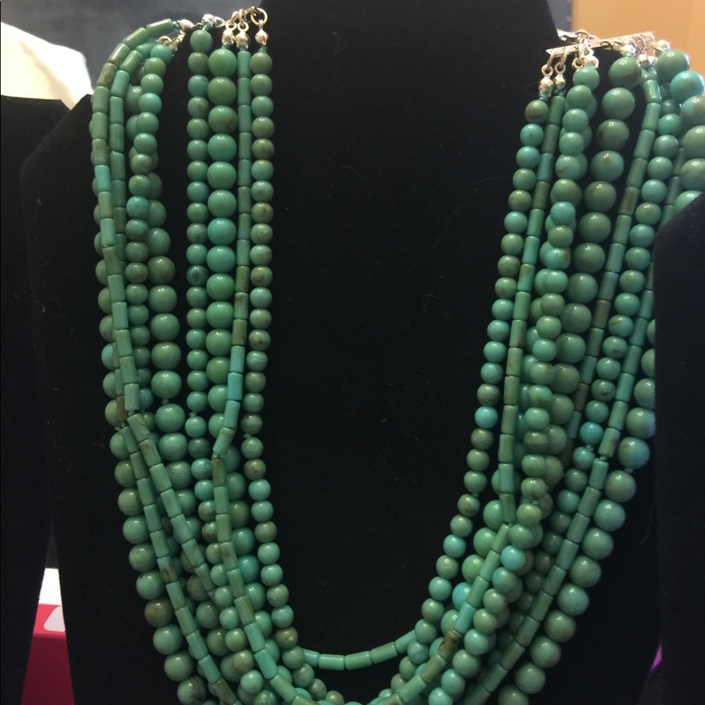 Premier Designs Multi-Strand Turquoise Green Beaded Necklace